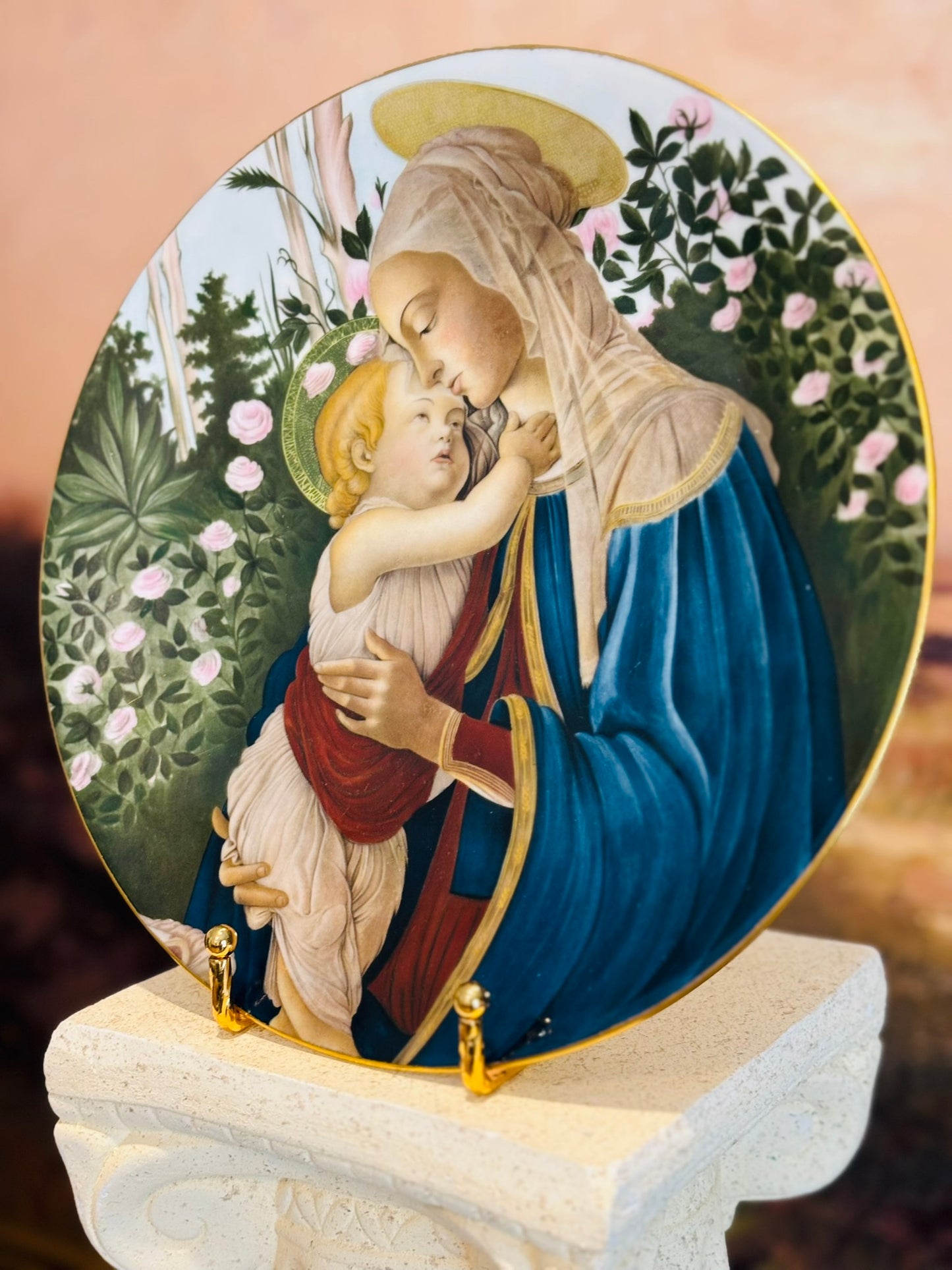 Limoges "madonna and child" by botticelli plate 9.5 w