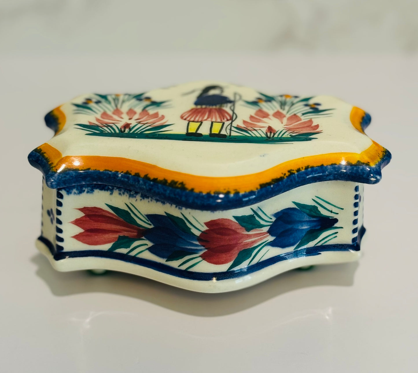 Porcelain Trinket Box made in Portugal 4 x 2.5