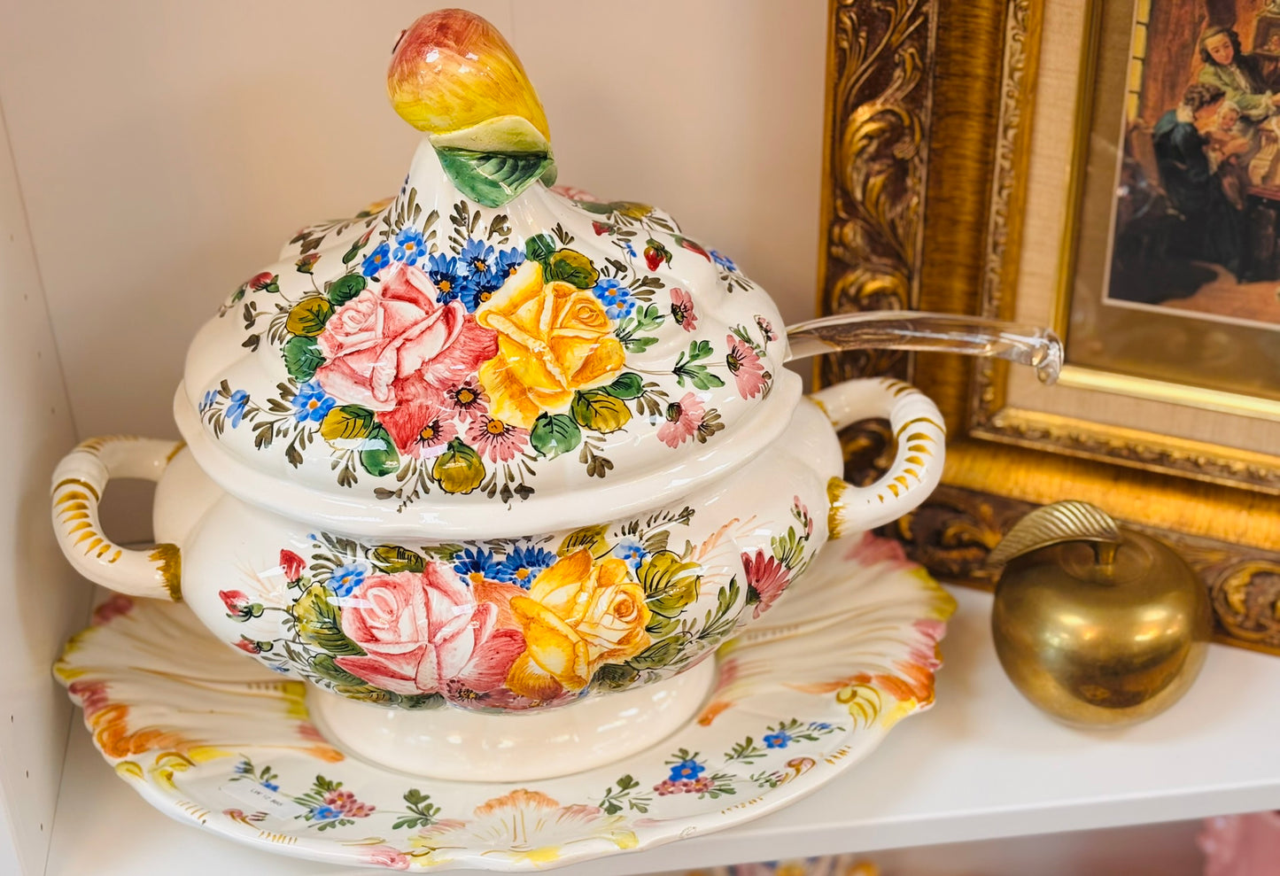 Large Floral Tureen and Platter- Platter 17 l Tureen 16 w x 13 h