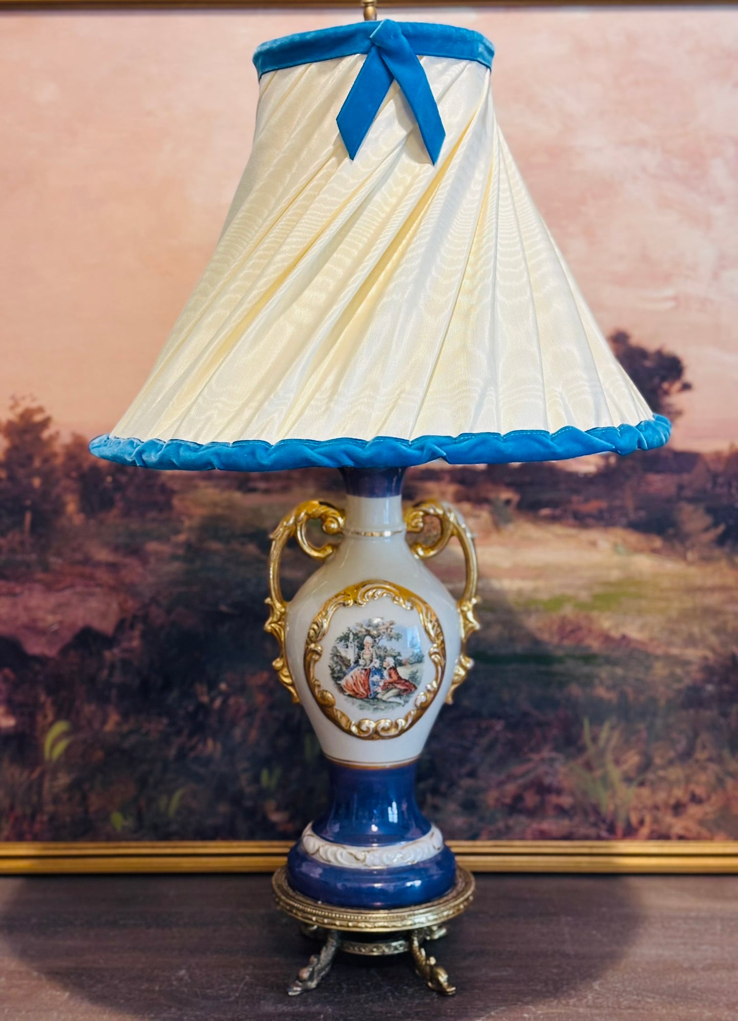 Napoleon III Sevres style Baroque Revivalist lamp 29 h to finial