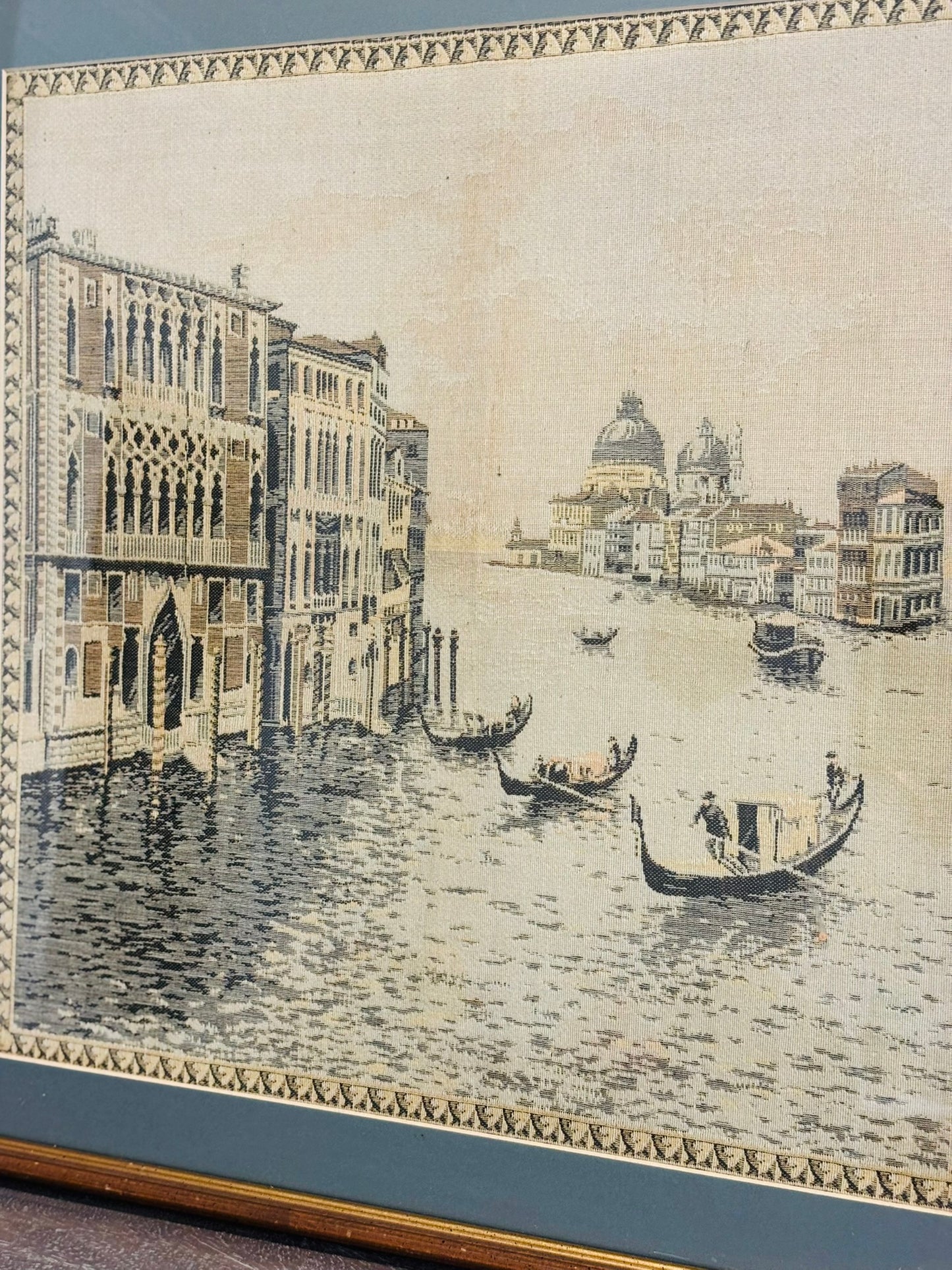 Framed Tapestry of Venice 22.5 square *glass will need repair or can be removed*