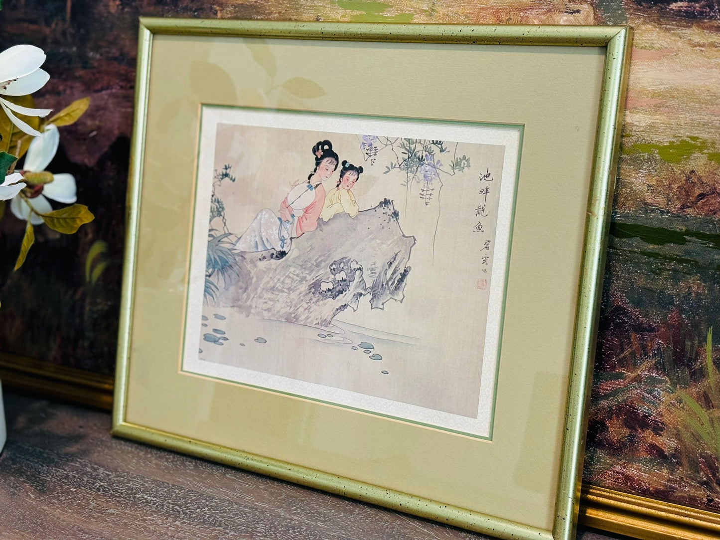 Beautiful Framed Asian Geisha Print