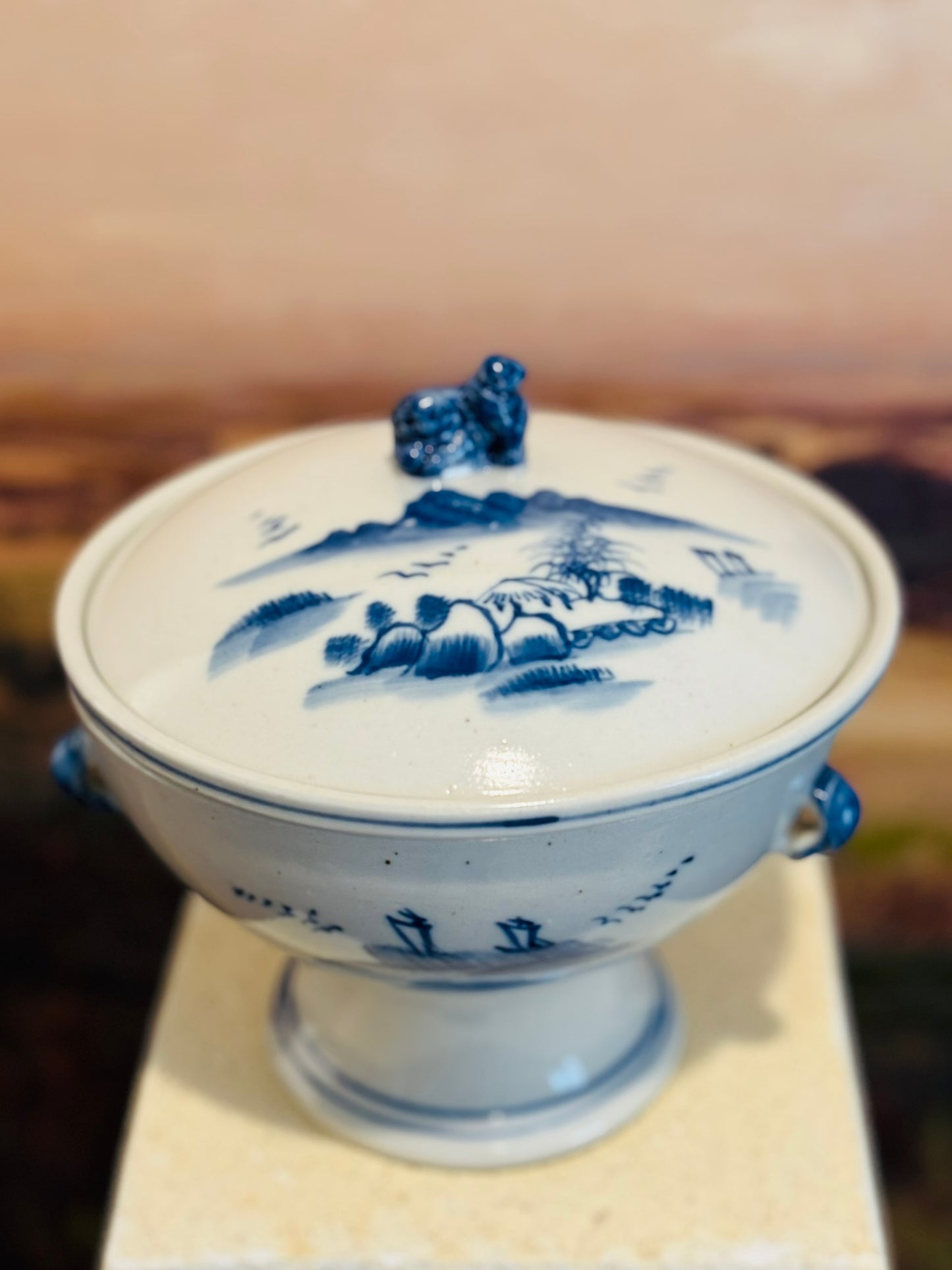 Blue and white 3 piece rice pot 6.75 w x 6.25 h