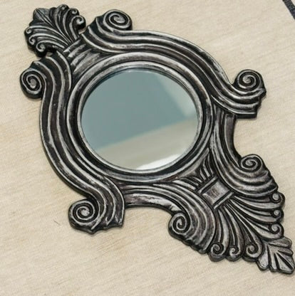 Dark gray vintage scrolled mirror 20 l 13 w x 1 h