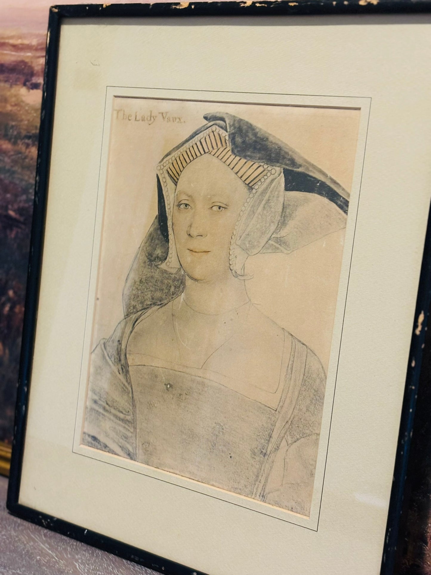 Vintage monograph print "The Lady Vaux" 16.5 x 13.5 x .5 h