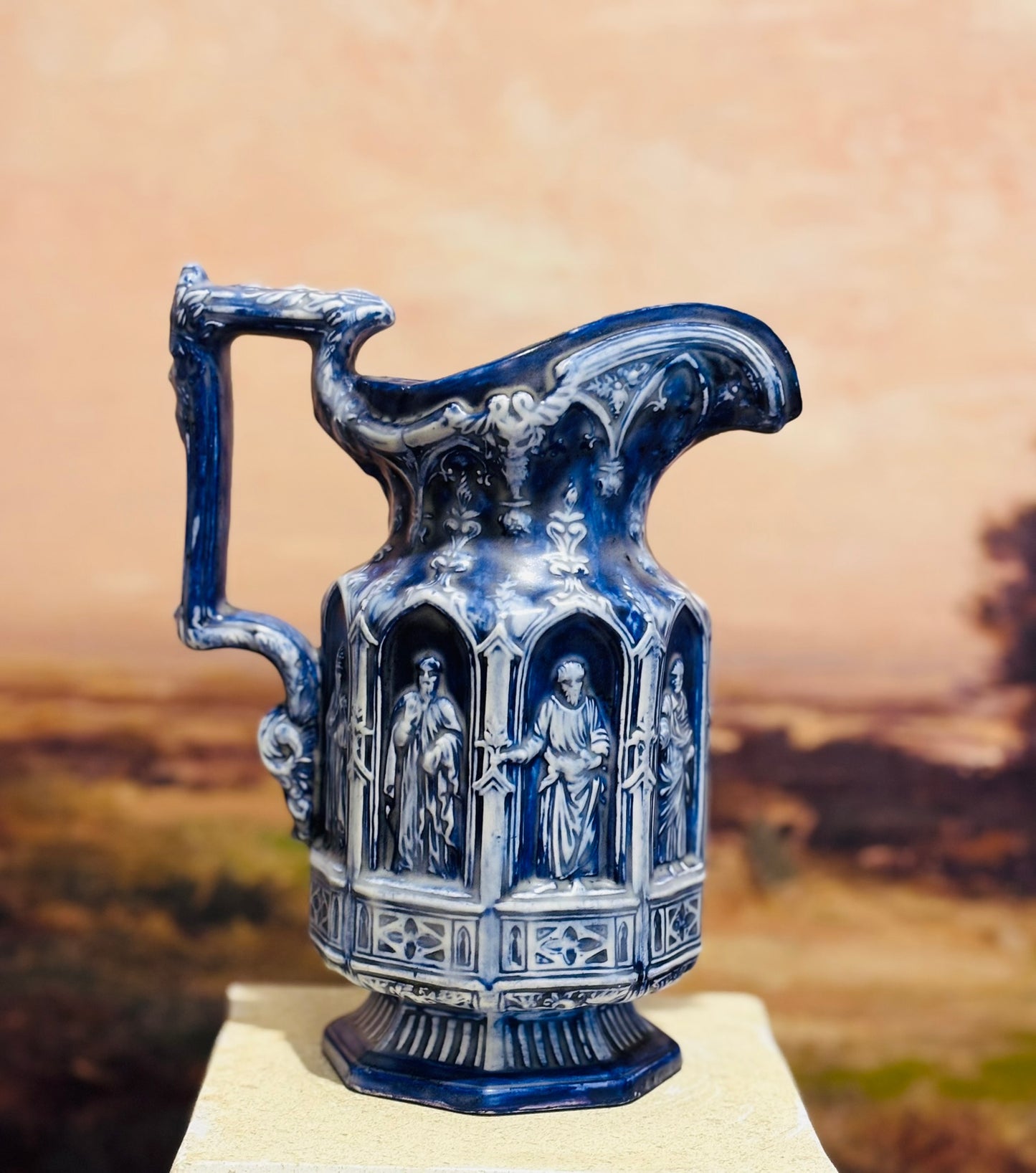 Antique English Apostles Jug Salt Glazed 8 h 6.5 d 4.5 w