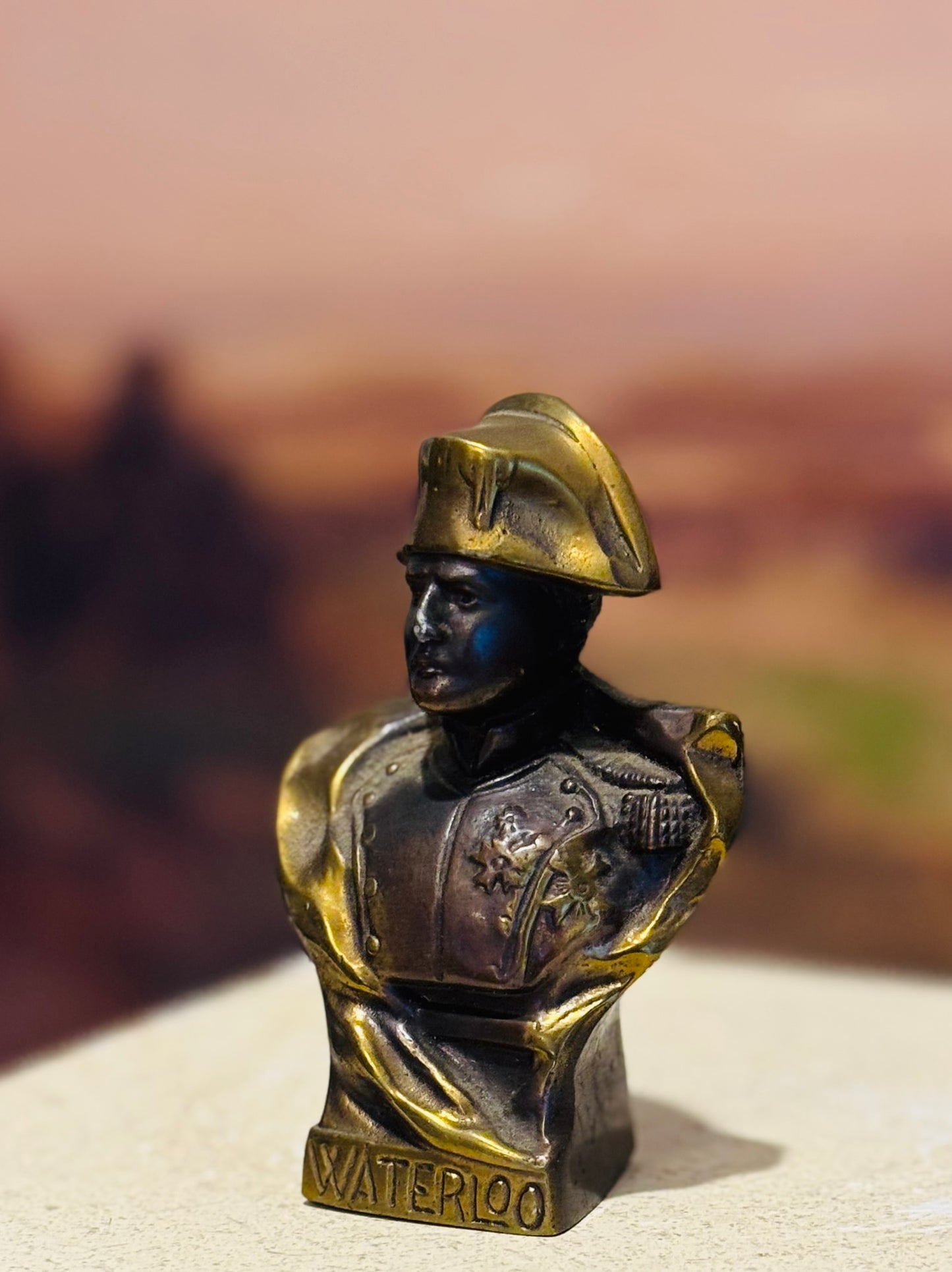 Mini Brass/Bronze Napoleon Bust 3.25 h 1 d 2 w
