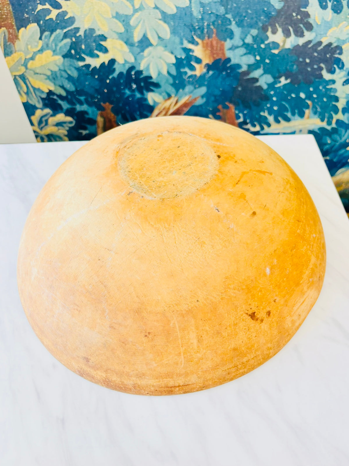 Vintage Hand-Carved Wood Dough Bowl – 13"