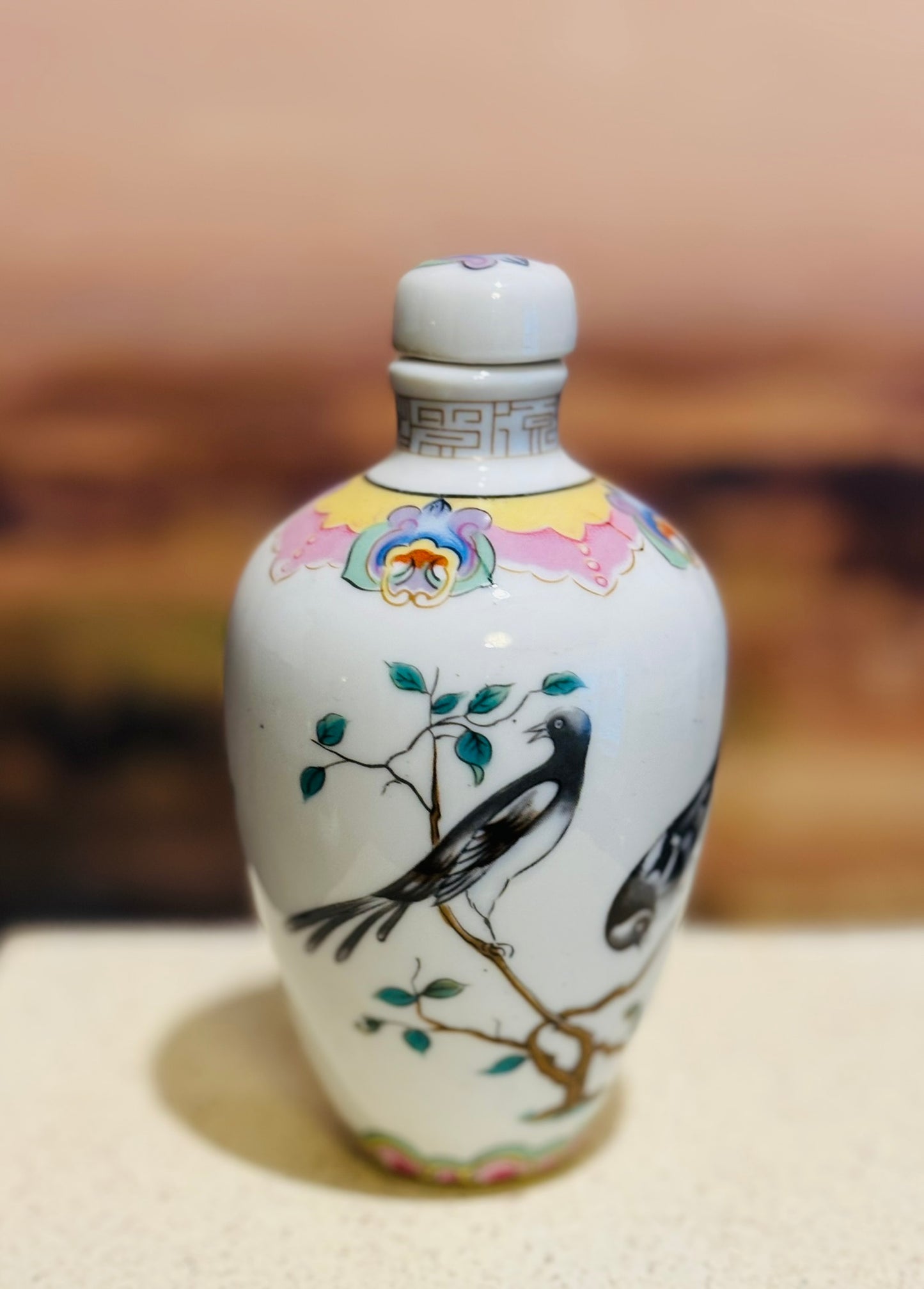 Vintage Mid-century Japanese Decanter with stopper marked on bottom 2.5 w/d 4.5 h