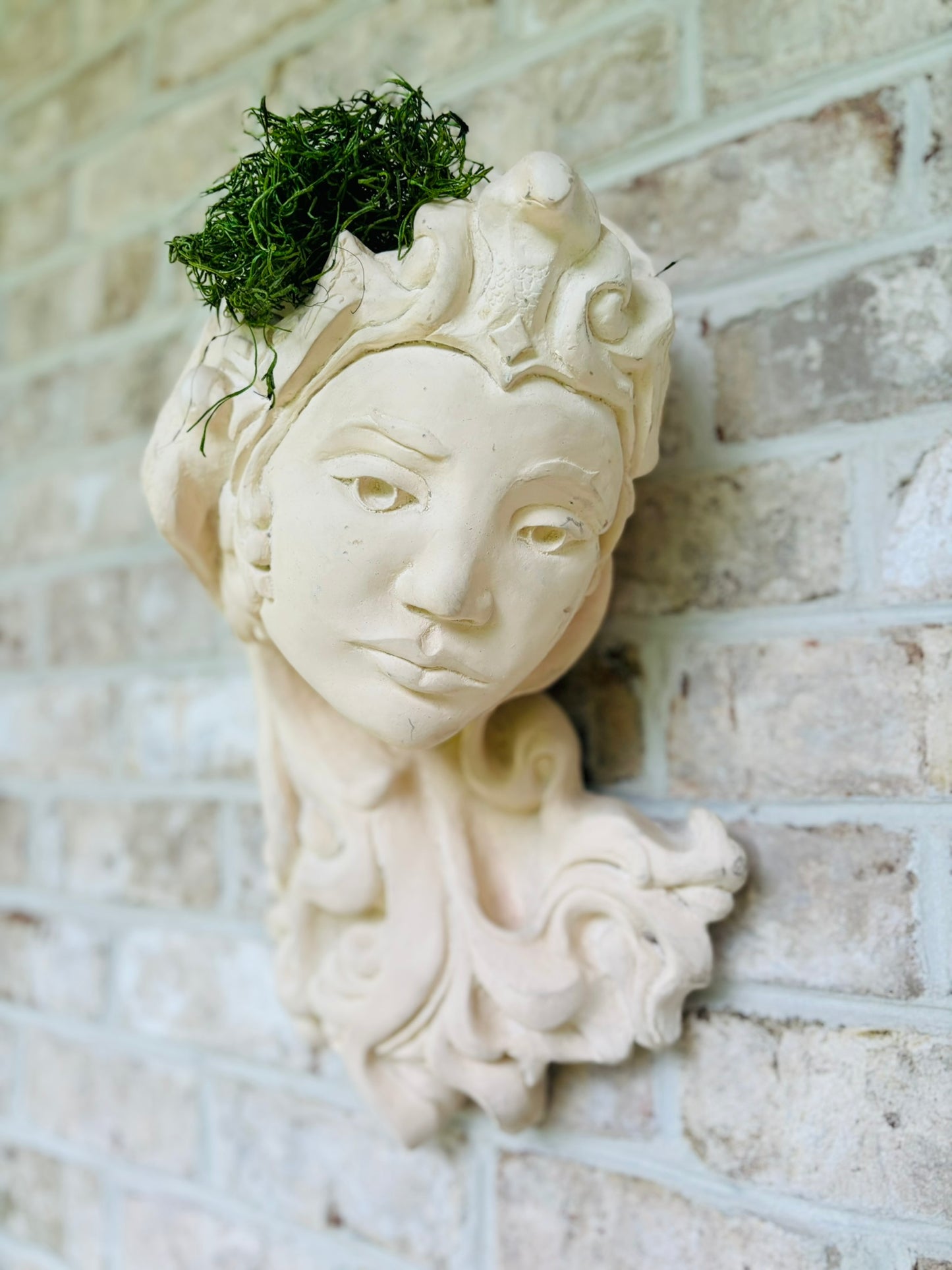 Hand Sculpted Clay Goddess Wall Mounted Planter of Atlantis 18 h x 10 w