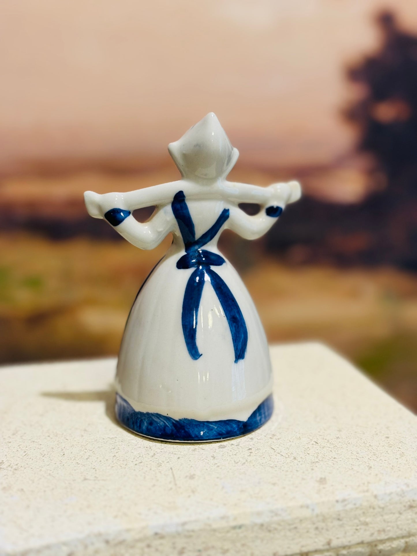 Milkmaid Figurine Delft Blue and White Holland 4.5 h 2.75 w 3 d