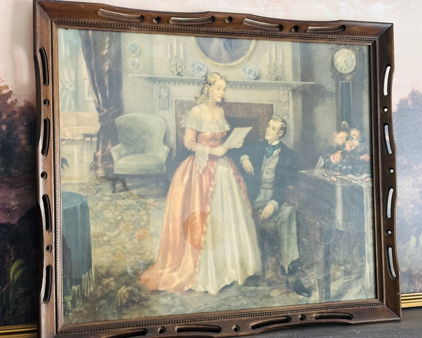 Interlude by Antoni Ditlef Victorian Framed Art in Wood Tray Frame 22.75 h x 27 w