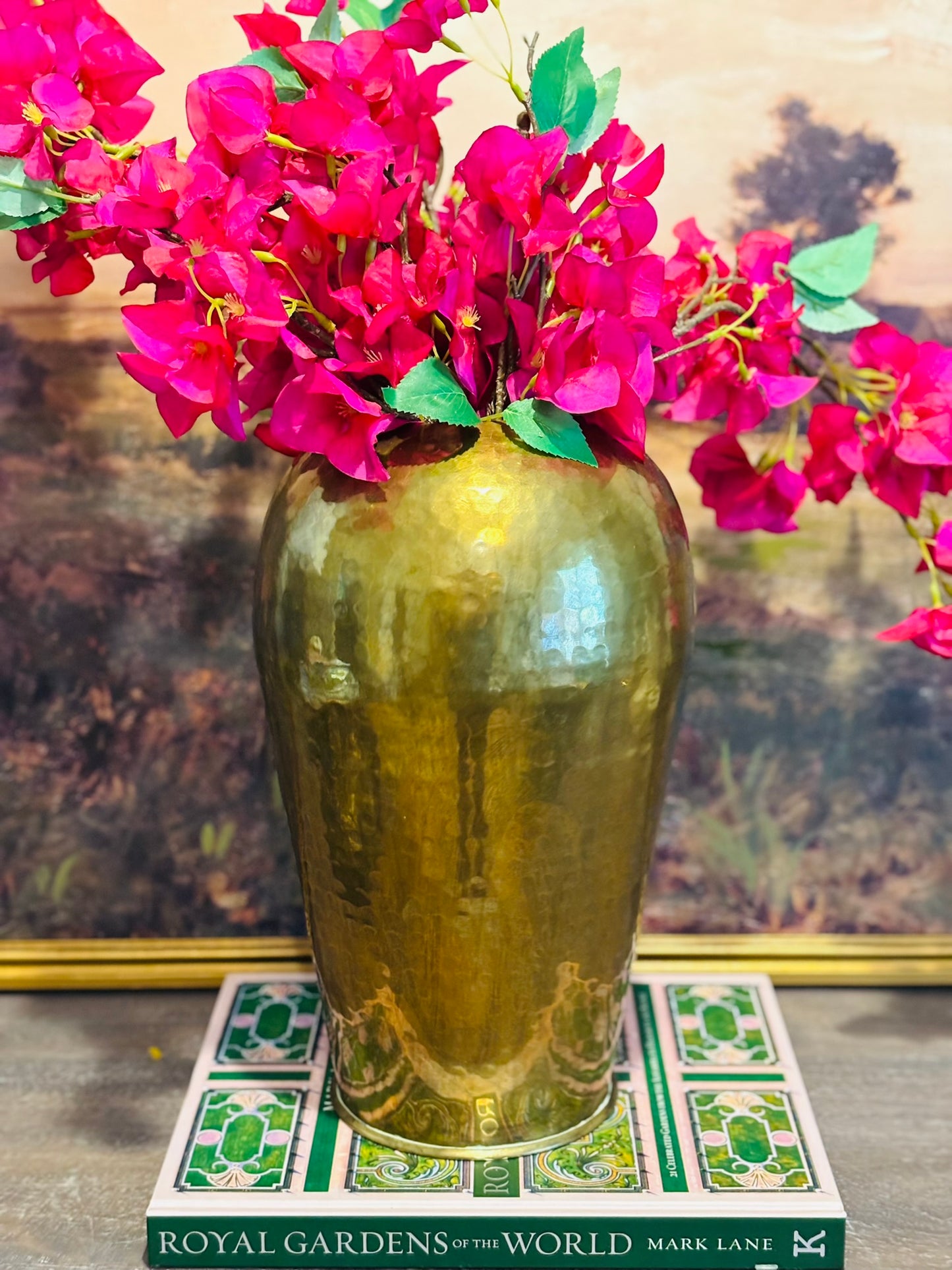 Hammered brass vase 13 h x 8 w