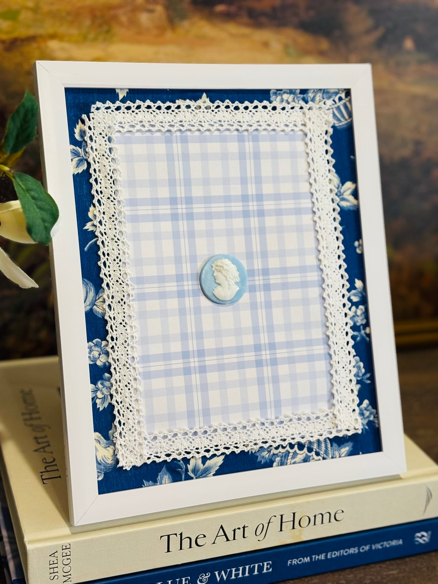 Blue doile intaglio Petite Heirloom 8.75 x 10.75 x .5
