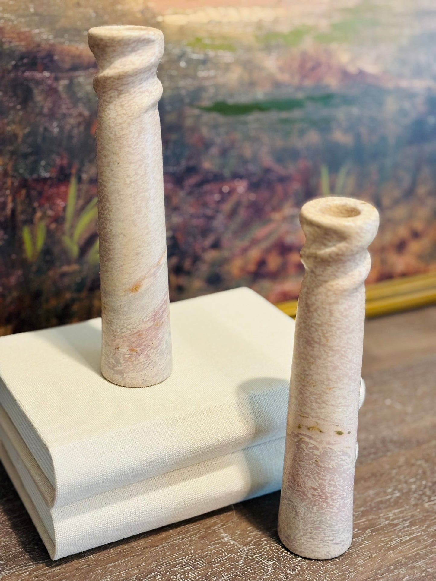 Pair of marble candlesticks 8 h
