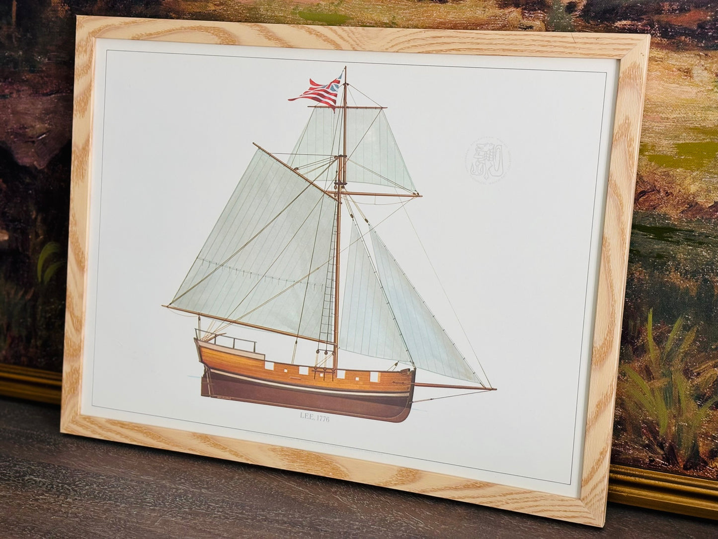 Framed Original Lithograph Print Cutter Galley Lee, 1776 12 x 16