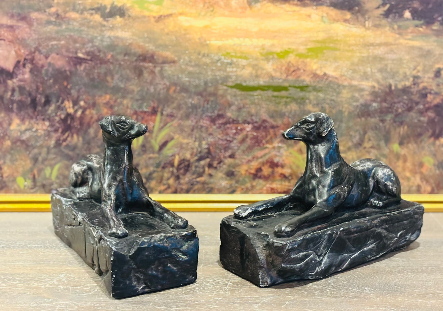 Pair of Vintage Whippet Bookends 10 l x 4.5 w x 7 h
