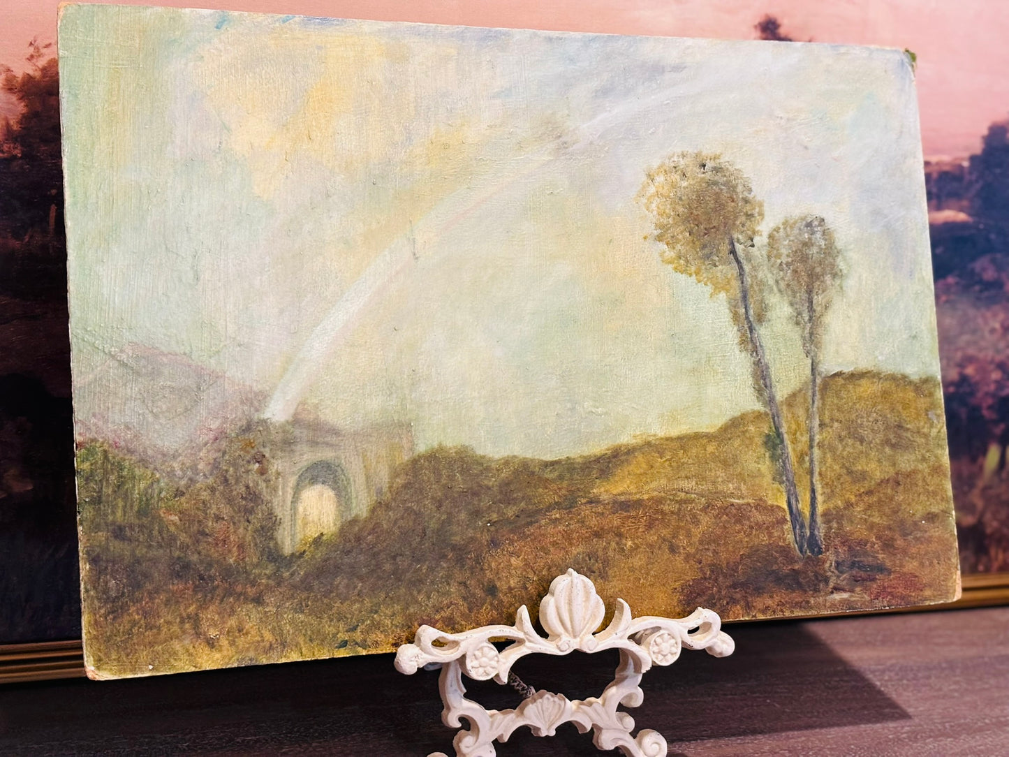 Casa painting with marking on back no frame 15.5 h x 23 w
