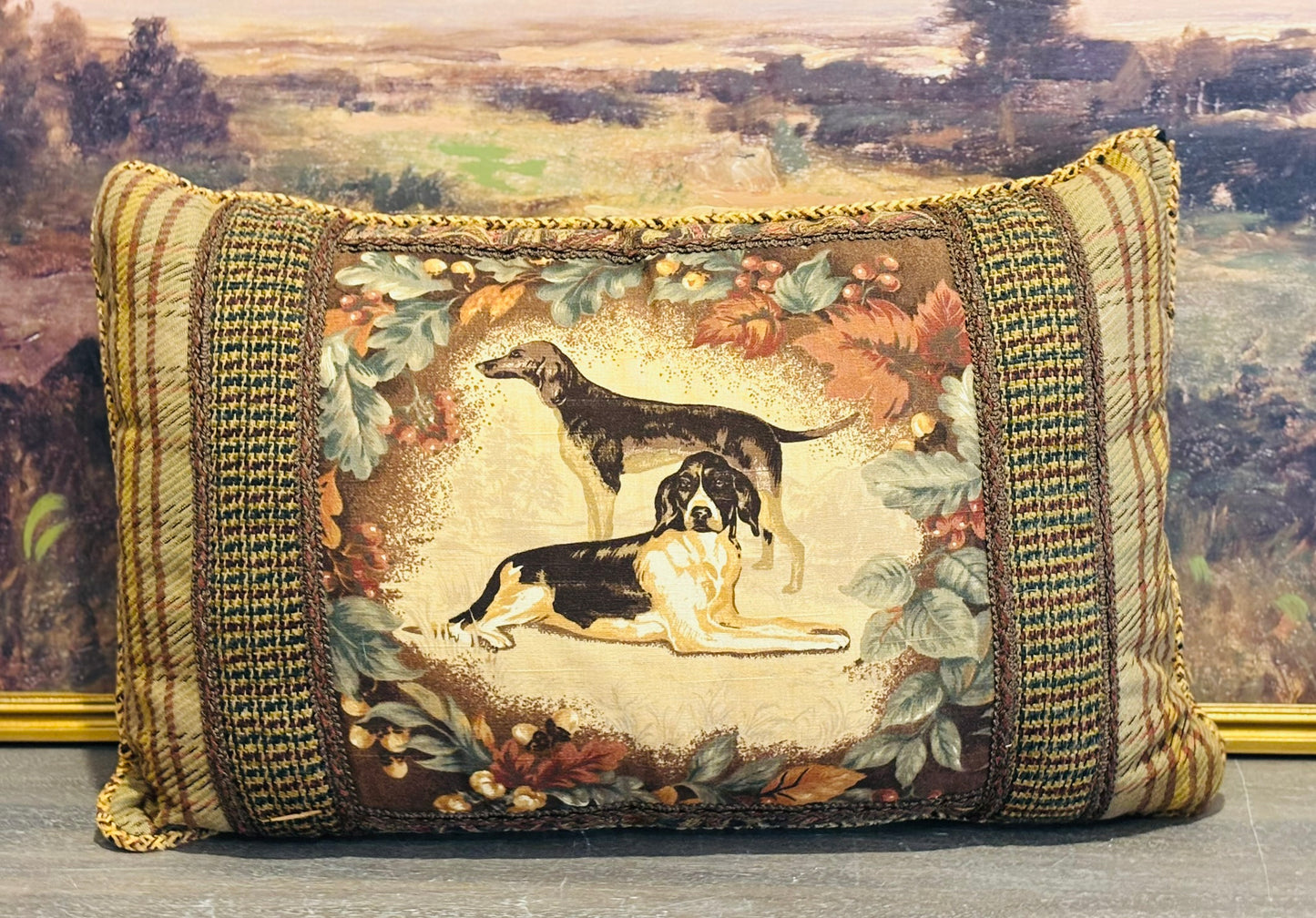 Plaid Dog Pillow 22 l x 13.5 h x 7 d