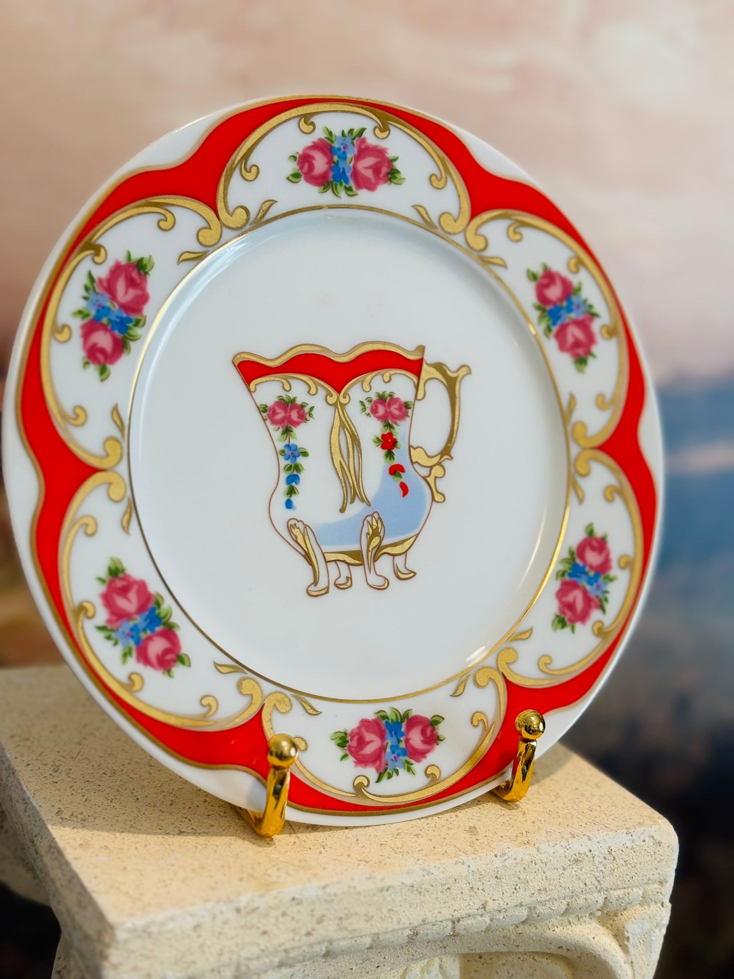 Limoges orange plate 7.5 w .5 h
