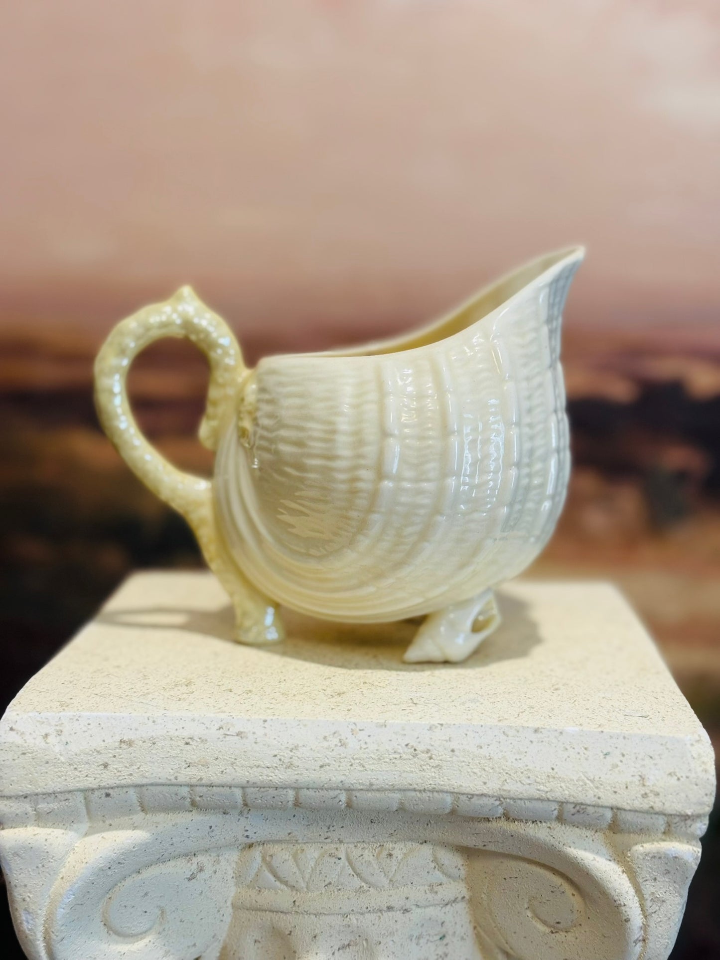 Beleek sugar and creamer set- cream with seashells 8.5 l 4.5 h 5 d
