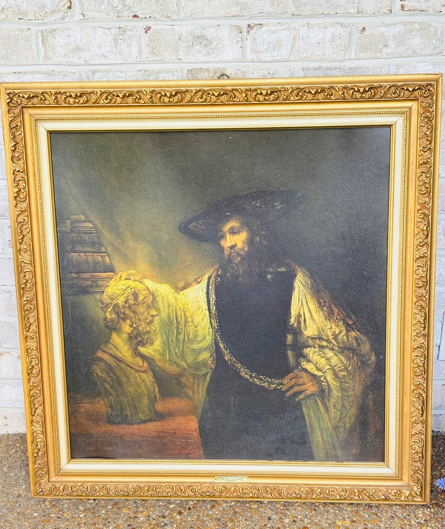 Large Old World Print of Leonardo Da Vinci on Wood Board 34 x 36 x 2.5 d