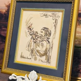 Framed Saxophone Player Print 13 x 15
