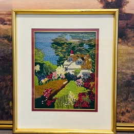 Crocheted landscape scene 10.5 x 26.5
