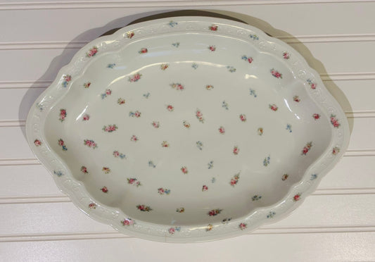 Royal white/floral platter  16 x 11 x 2