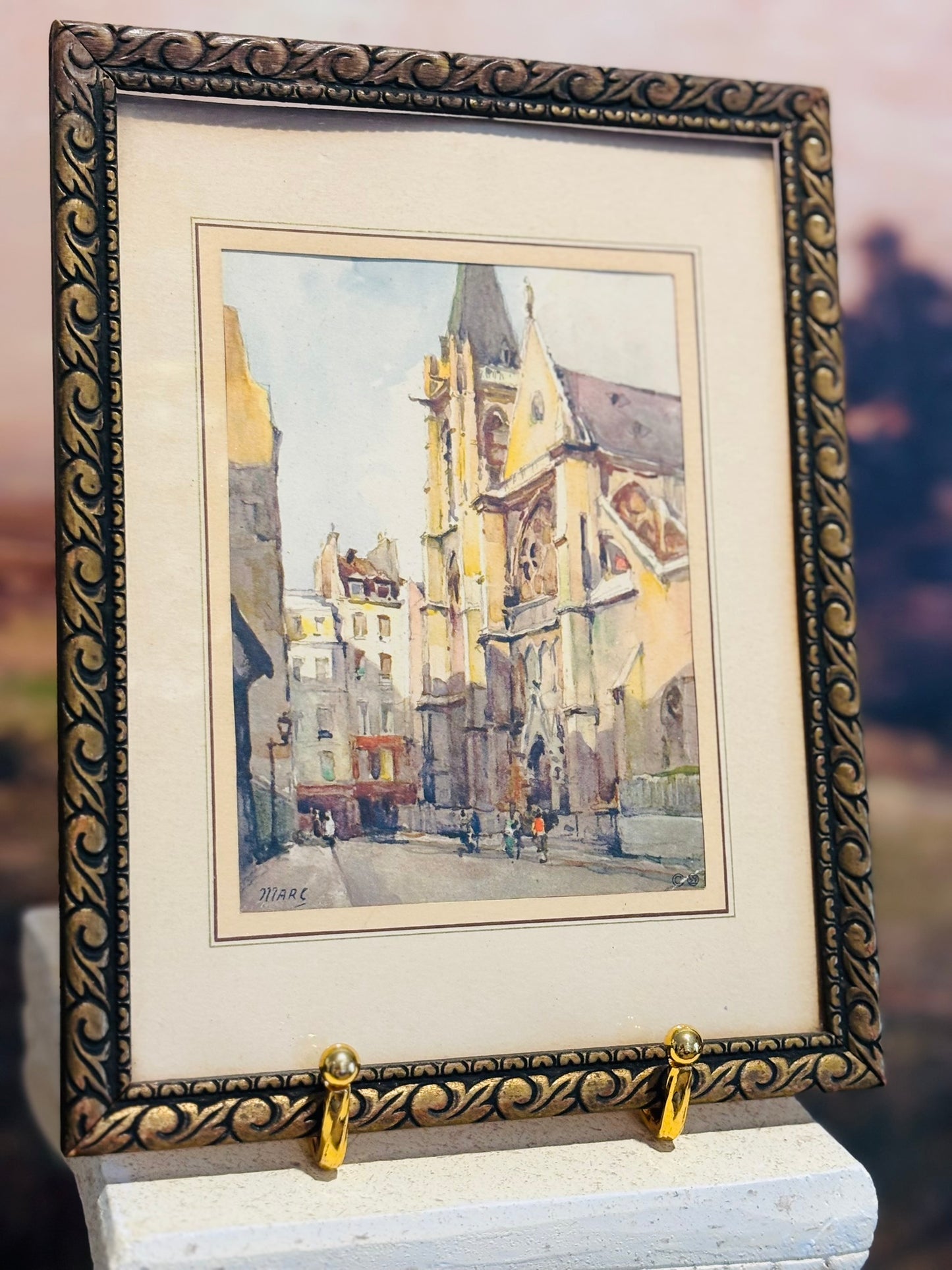Framed street scene print  6.75 x 8.75 x .25 d