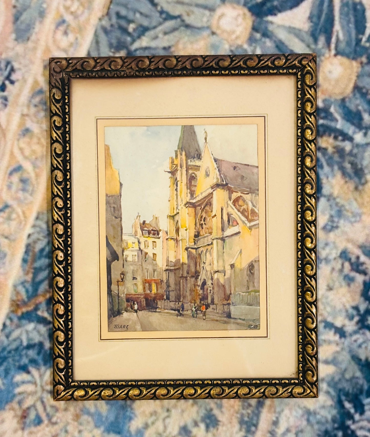 Framed street scene print  6.75 x 8.75 x .25 d