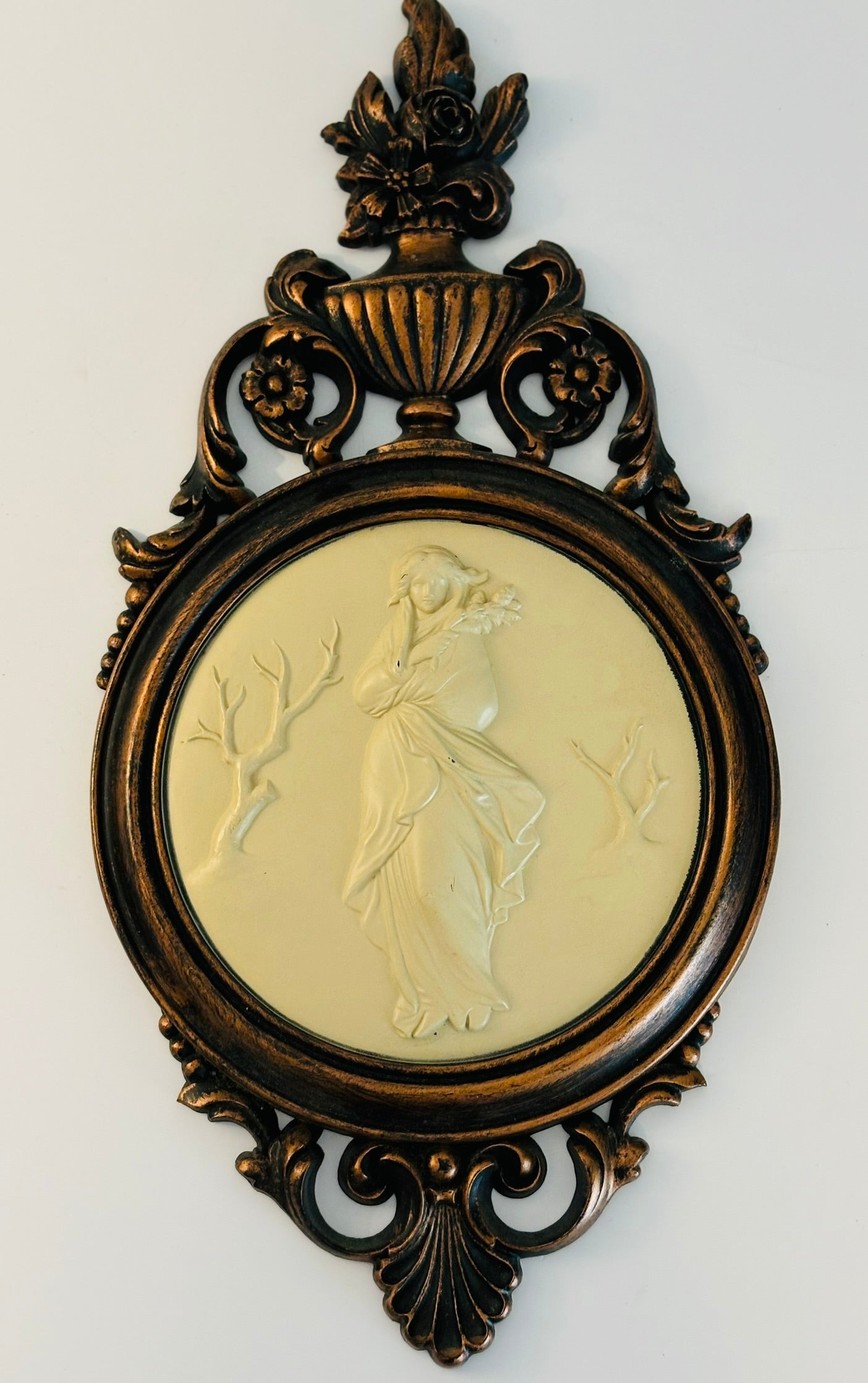 Vintage Victorian Goddess Wall Plaque Resin 14 l x 7.5 w