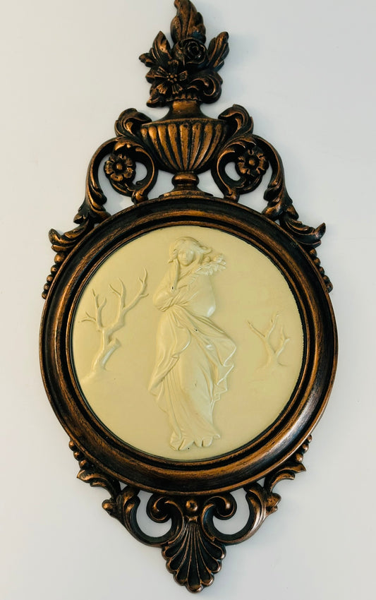 Vintage Victorian Goddess Wall Plaque Resin 14 l x 7.5 w