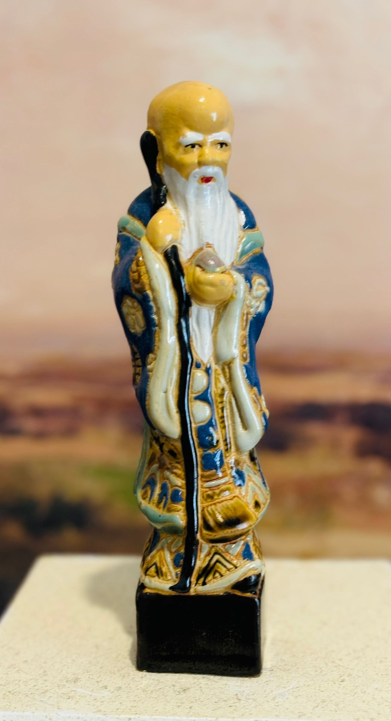 Chinese Shou Lao God of Longevity figurine  7.5 h 1.5 w/d