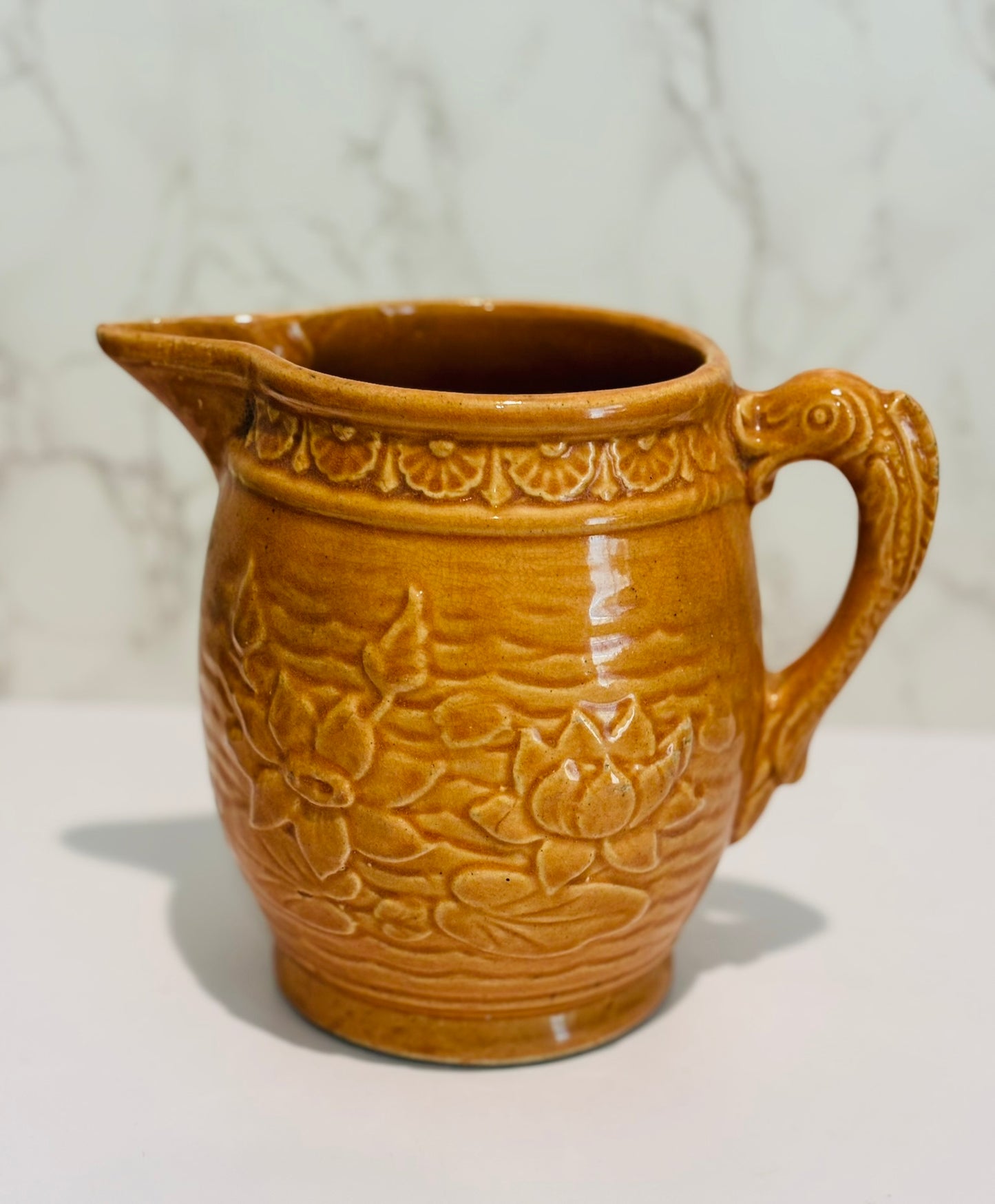 McCoy Ceramic Water lily pitcher (terracotta color) 7.25 h x 5 w