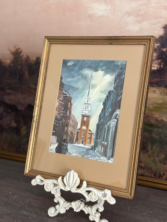 Earl Gross watercolor church 12 x 15 x .25