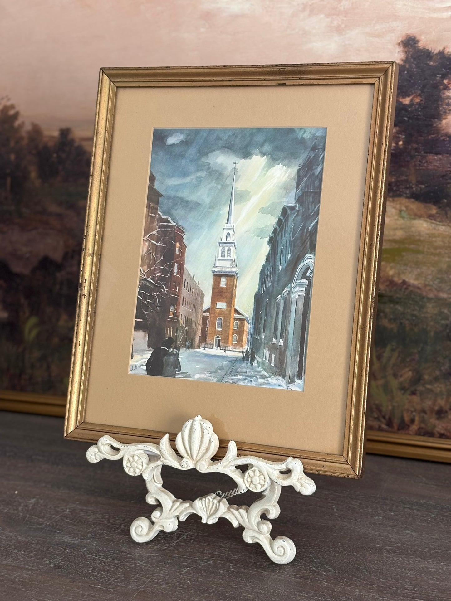 Earl Gross watercolor church 12 x 15 x .25