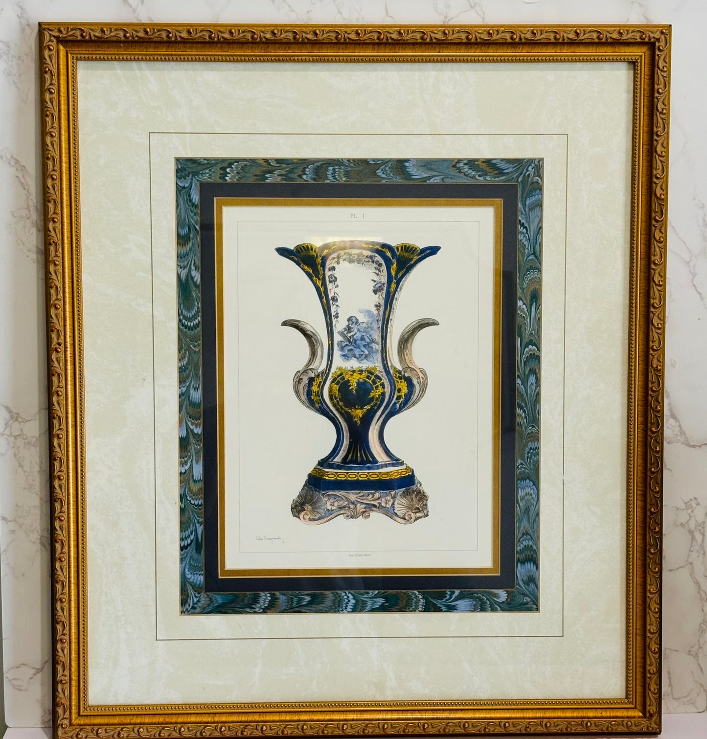 20 x 23 Jalu Jazquimals Vessel 10s Lithograph framed