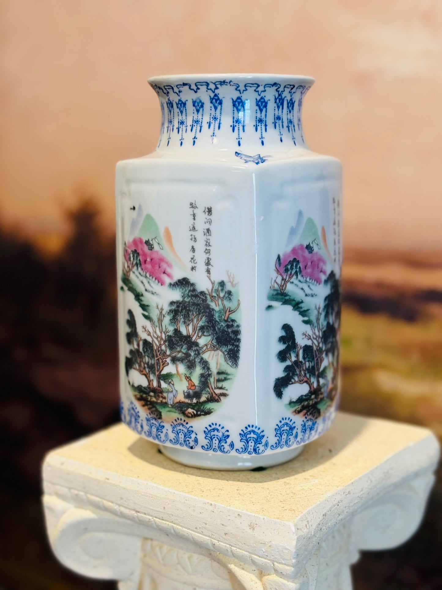 Chinese Qing Dynasty plum blossom vase stamped  8 h x 4 w/d