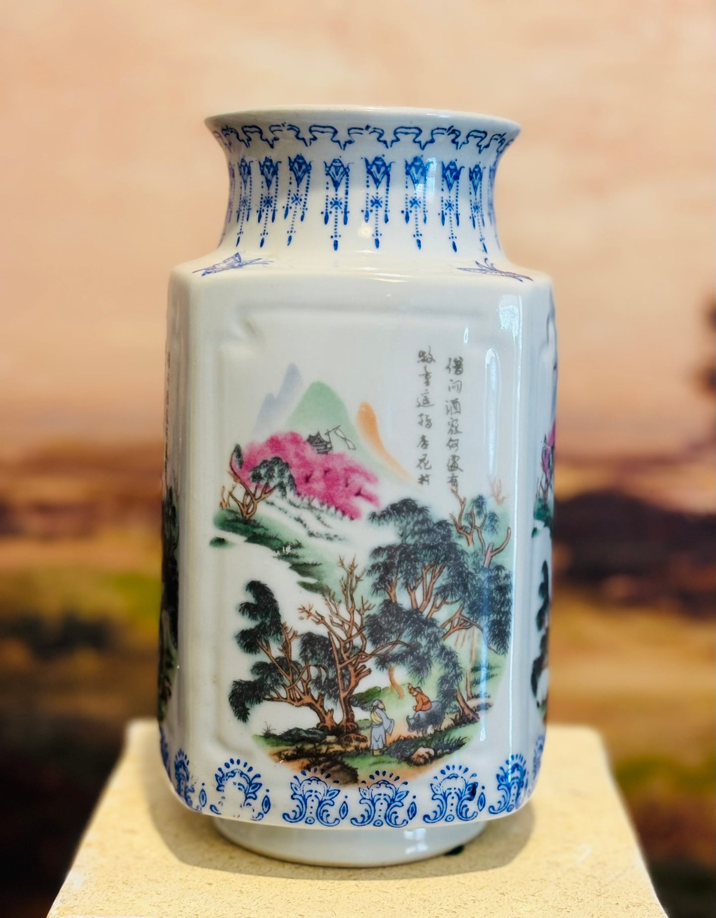 Chinese Qing Dynasty plum blossom vase stamped  8 h x 4 w/d