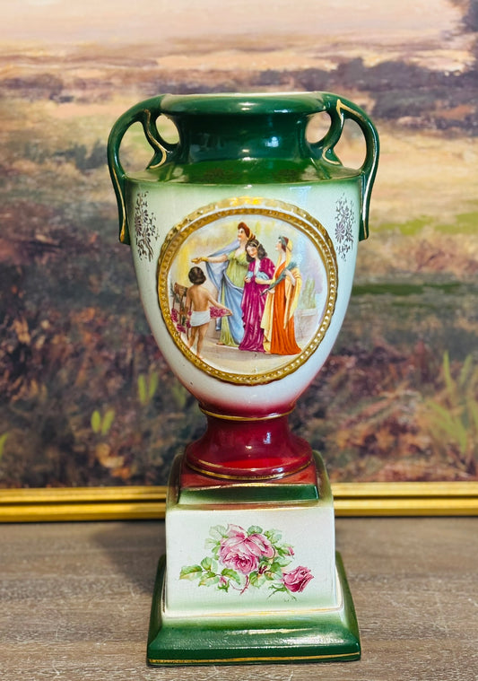 Royal Vienna Courting Urn Vase  7 w 14 h