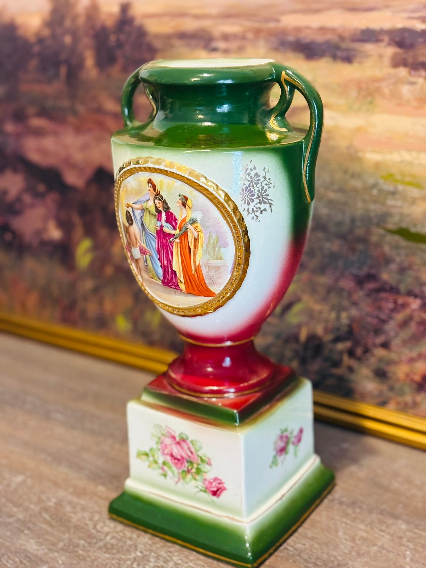 Royal Vienna Courting Urn Vase  7 w 14 h