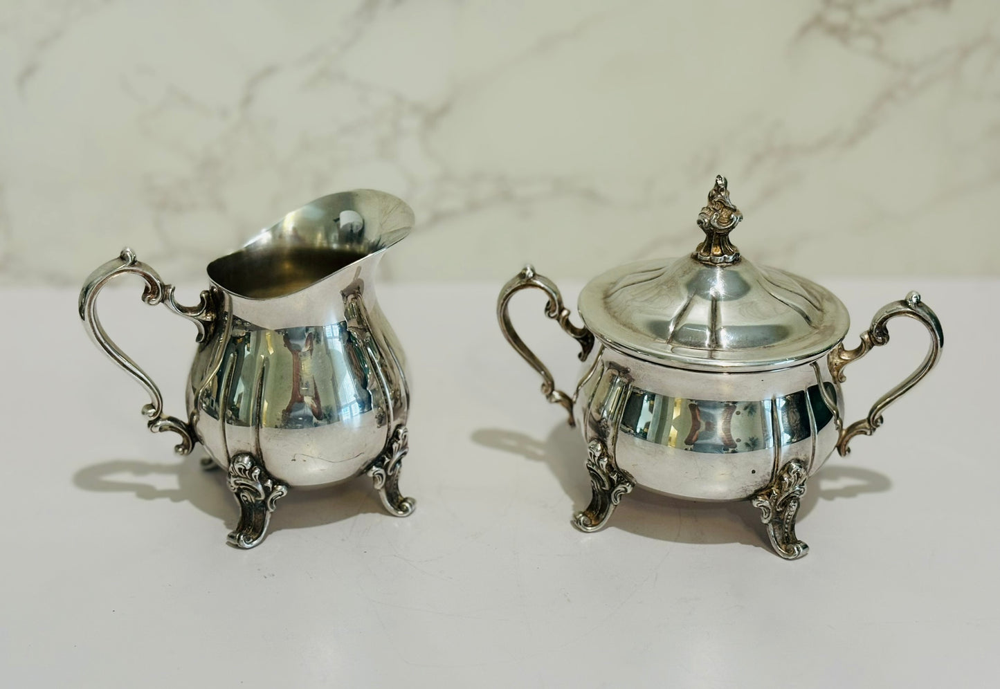 Gorham Heritag Silverplate sugar and creamer