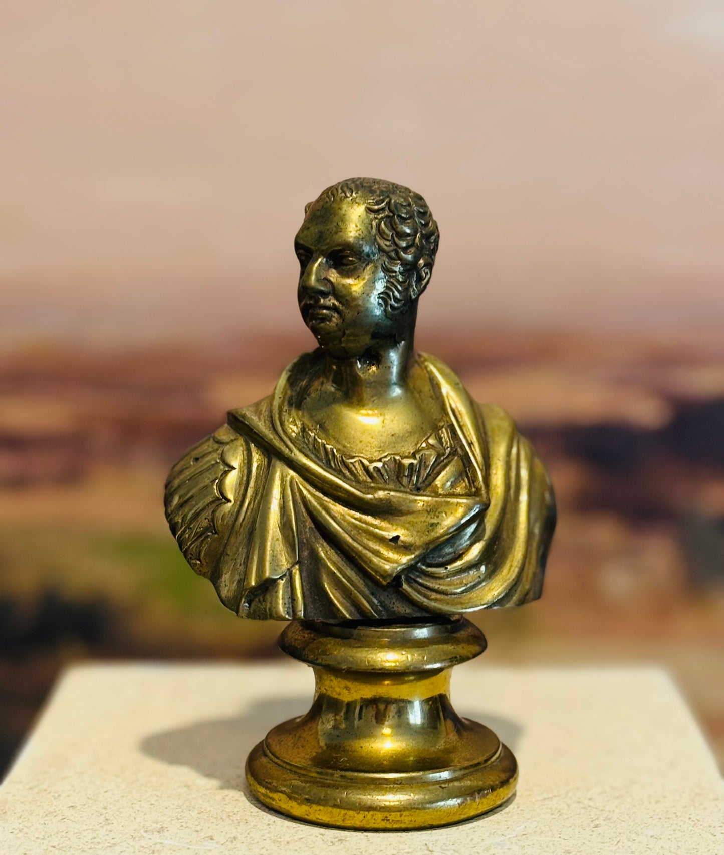 Neoclassical Brass Bust 5 h 3.75 w