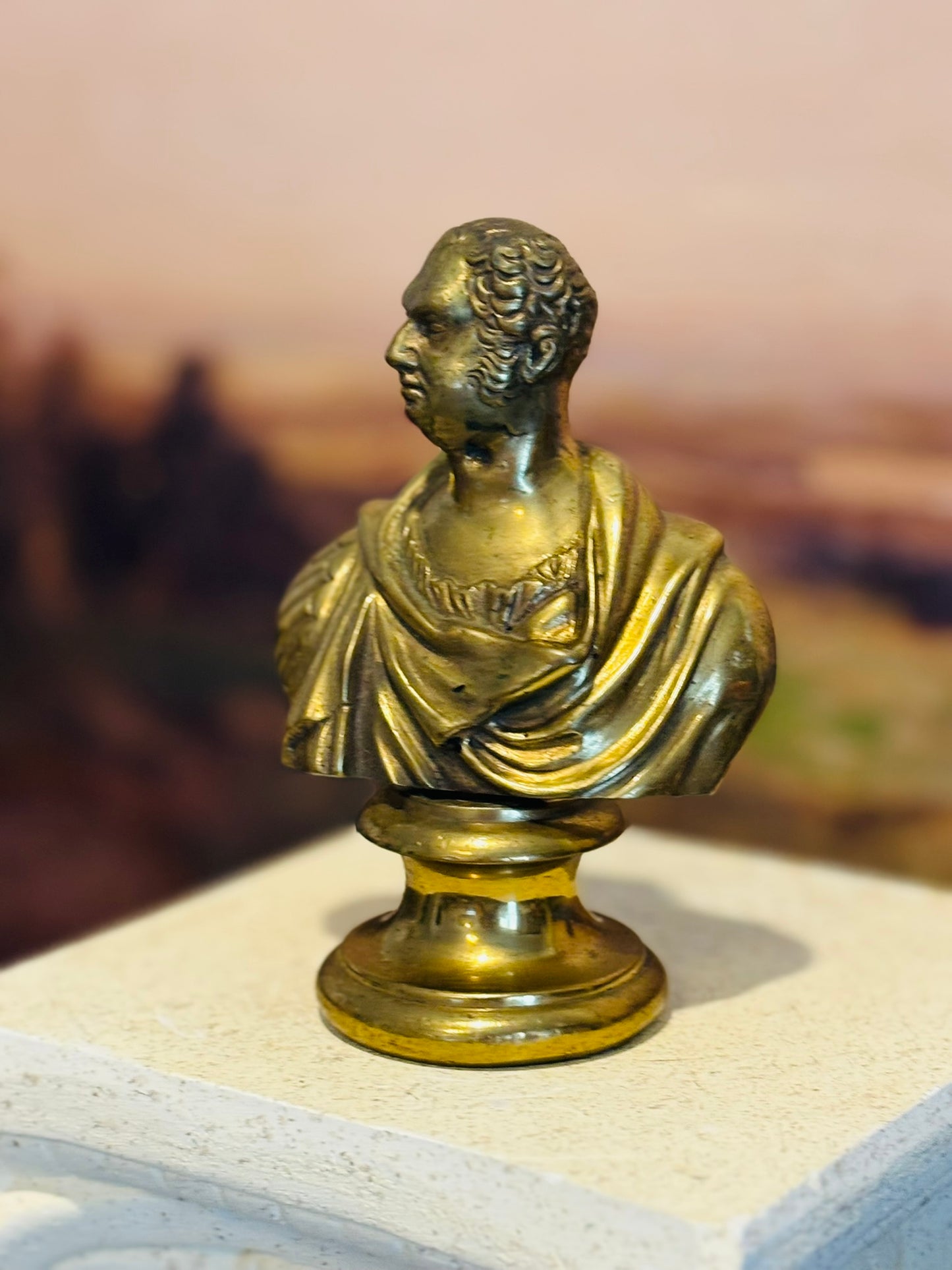 Neoclassical Brass Bust 5 h 3.75 w