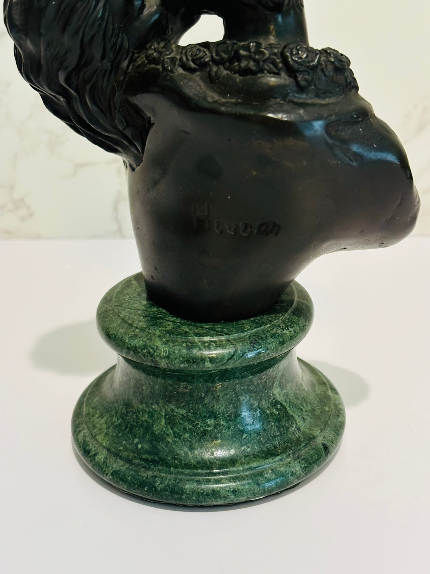 Jean Antoine Houdon Bronze Bust Recast "Le Baiser Donner" 8 h x 5 w