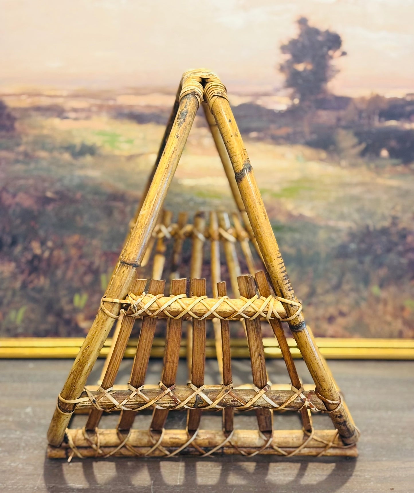 Bamboo magazine rack  16 h 14 d/w