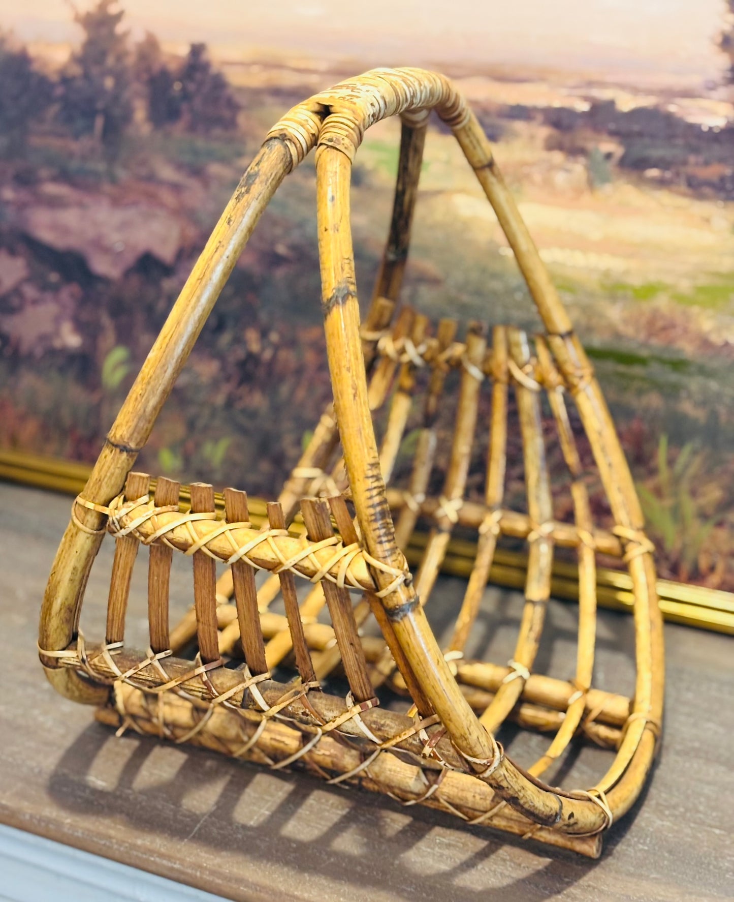 Bamboo magazine rack  16 h 14 d/w