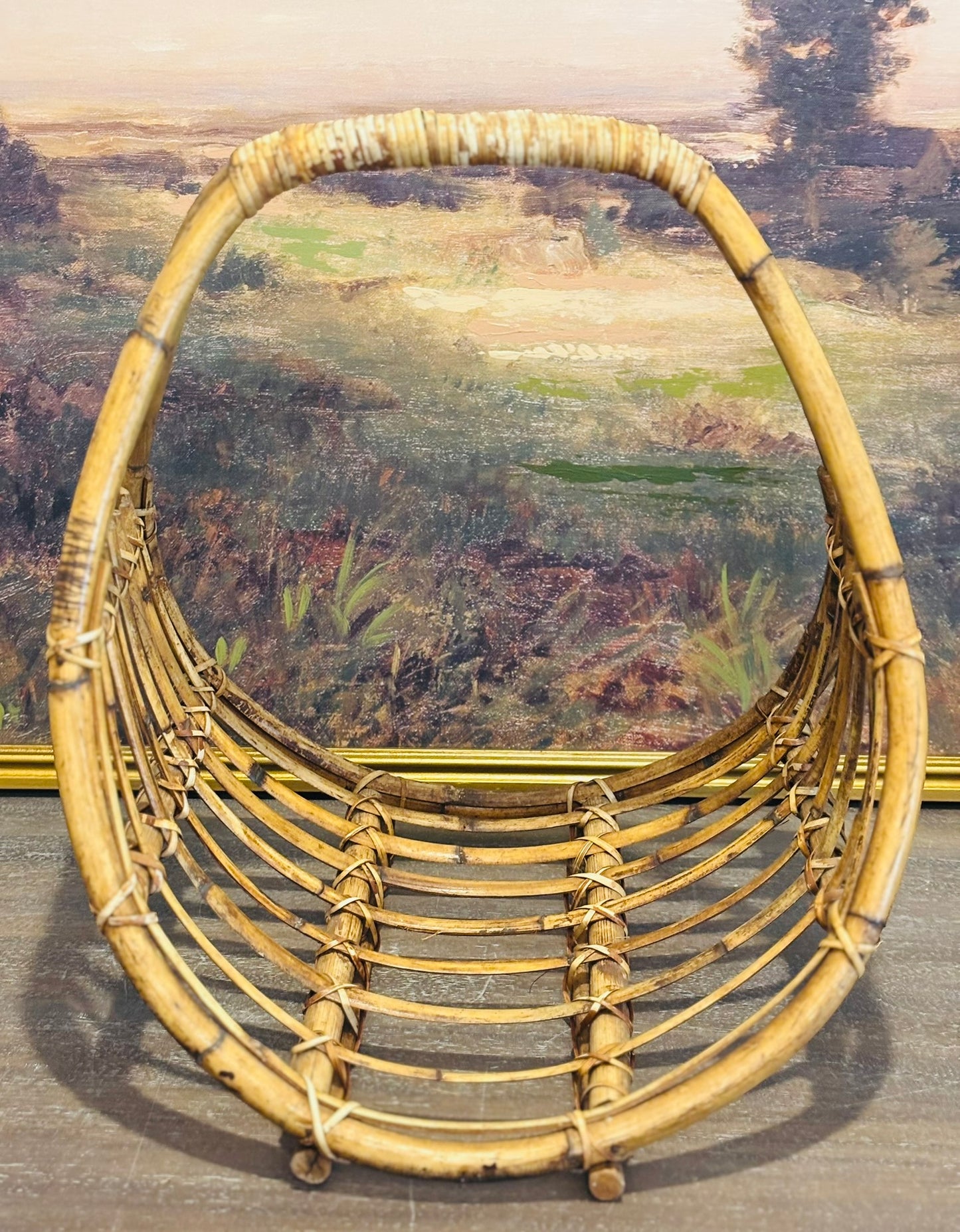 Bamboo magazine rack  16 h 14 d/w