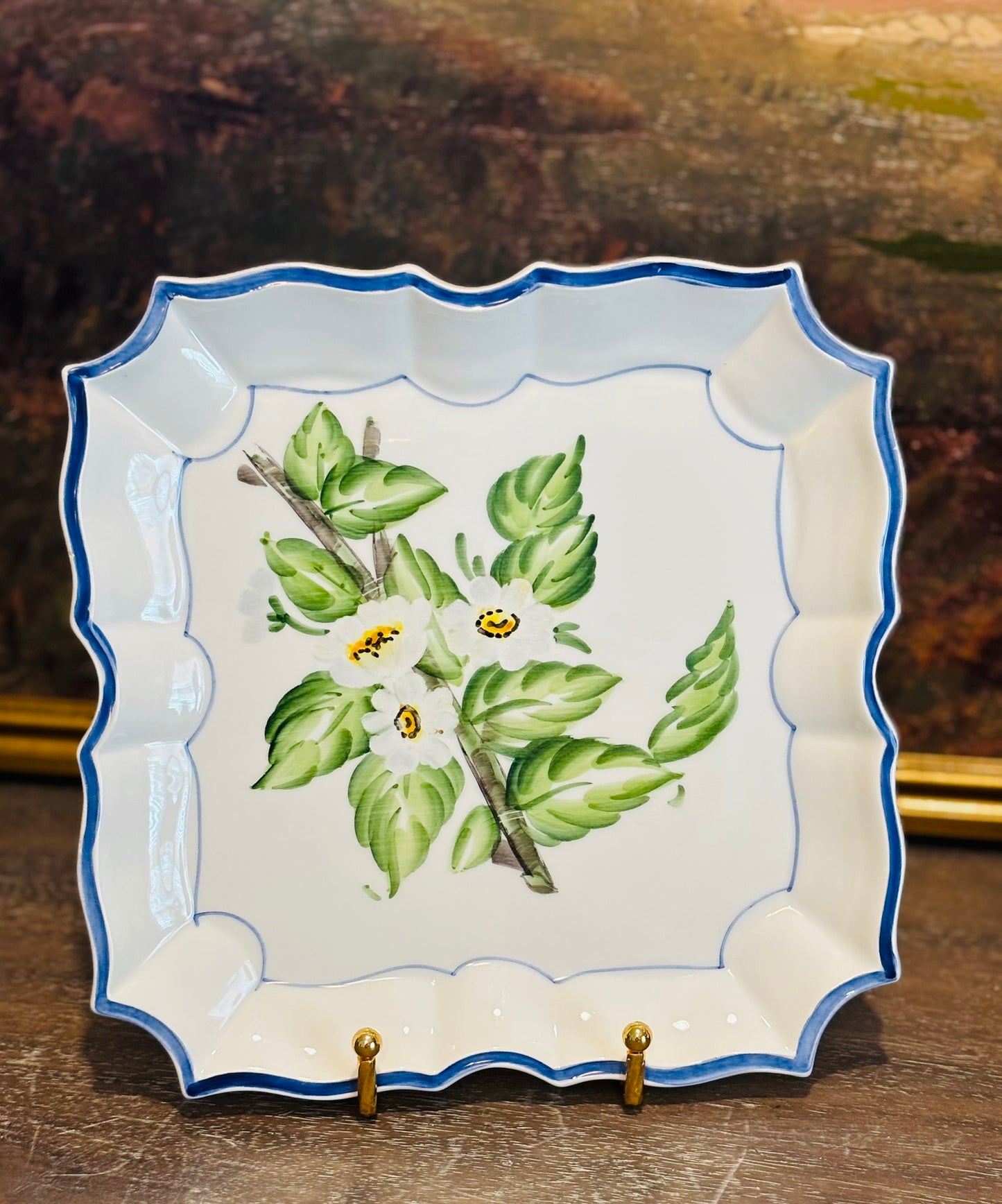 Set of 4 Vietri white and blue plates 8.5 sq